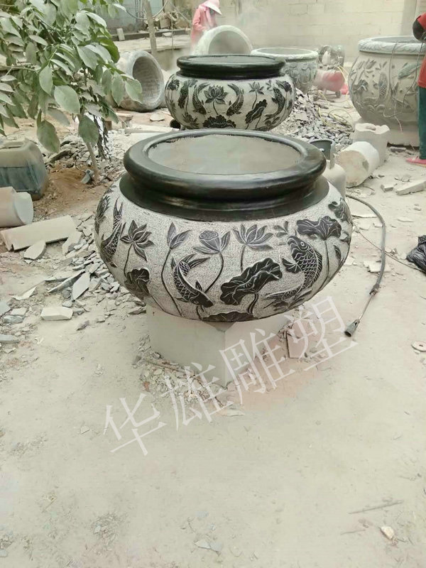 青石荷花鱼缸花盆