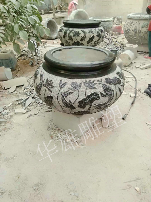 青石荷花鱼缸花盆