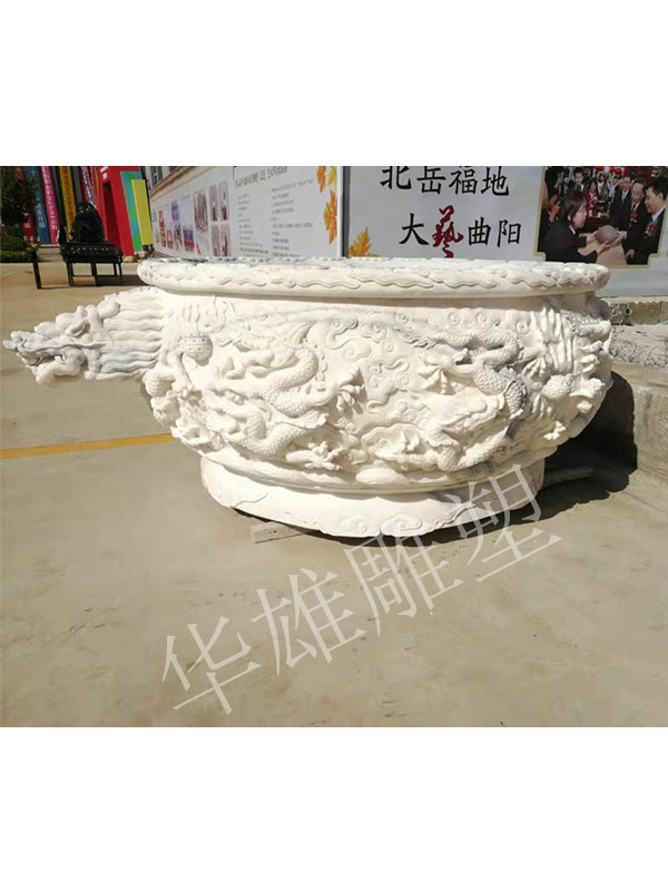 汉白玉龙盆