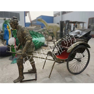 人拉车仿铜雕塑